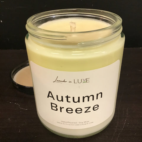 Lavender in Luxe 8oz "Autumn Breeze" Candle in Clear Glass Jar