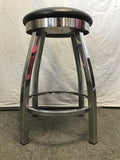 Set of 4 Vintage Atomic Black Vinyl & Chrome Swivel Counter Stools