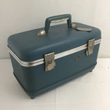 Vintage Jet Flite Blue Hard-Side Travel Make-Up Case