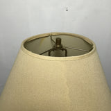 Vintage MCM Solid Teak & Gold Metal Table Lamp