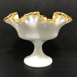 Vintage Fenton Goldcrest Ruffled Footed Bowl