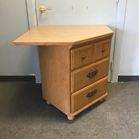 Vintage Federal Solid Oak 3-Drawer Corner Dresser