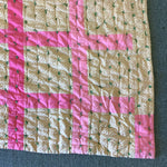 Vintage Handmade Pink & Green Full/Queen Quilt