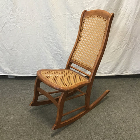 Vintage Solid Maple & Resin Caned Rocking Chair