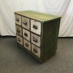 Vintage Rustic Green & White Painted 9-Drawer Dresser