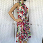 Vintage 70's Leo Narducci Floral Plaid Shift Dress