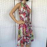 Vintage 70's Leo Narducci Floral Plaid Shift Dress