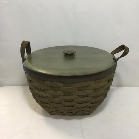 Modern Longaberger Olive Green Solid Maple American Work Basket