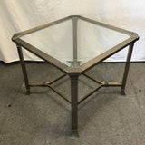 Modern Grey Metal & Beveled Glass End Table