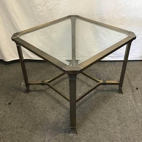 Modern Grey Metal & Beveled Glass End Table