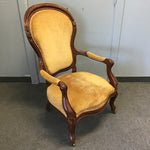 Antique Eastlake Yellow/Brown Velvet Accent Chair