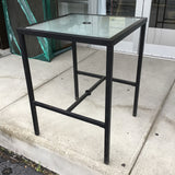 3pc Modern Black Metal Glass-Top Counter-Height Patio Set