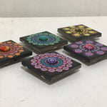 Susan Sitaraman Single Hand Painted Mandala On Black Tile Magnet