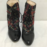 But Another Innocent Tale Red Plaid Ankle Boot