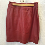 Ralph Lauren Red Leather Midi Pencil Skirt