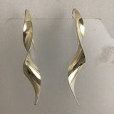 Vintage Modernist Gerhard Herbst Sterling Spiral Ribbon Earrings