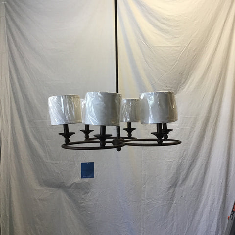 Modern Quoizel Brown Metal 6-Bulb Hanging Chandelier
