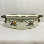 Vintage MC Asta Floral Enamel & Brass Dutch Oven