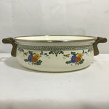 Vintage MC Asta Floral Enamel & Brass Dutch Oven