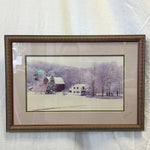 Framed Vintage Signed Winter Farmhouse Photo