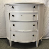 Vintage White Painted Solid Wood 4-Drawer Half Circle Chest of Drawers