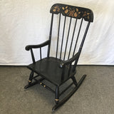 Vintage Black-Stained Solid Wood Children's Rocking Chair