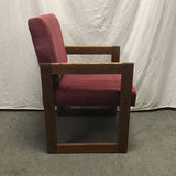 Vintage Red Upholstered Solid Oak Office Chair