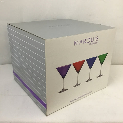 New In Box! Set of 4 Waterford "Marquis" Vintage Jewel Martini Glasses