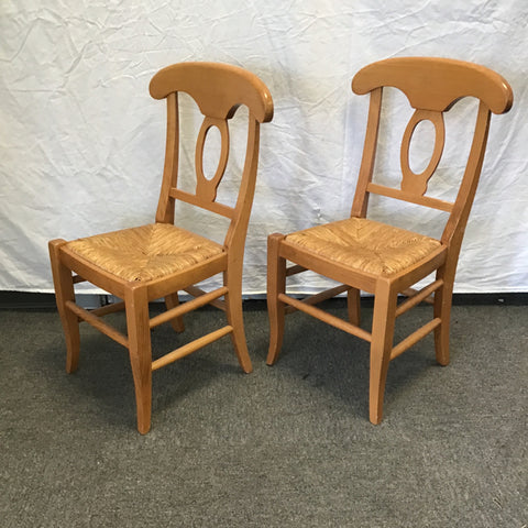 DECORATIVE! Pair of Vintage Solid Maple & Rush Seat Children's Chairs