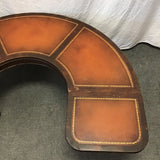 Neoclassical Solid Mahogany & Leather Deminlune Drop-Leaf Coffee Table