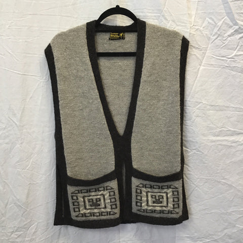 Grey & Black Alpaca Wool Sweater Vest