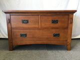 Modern Mission Veneer & Solid Oak 3-Drawer Dresser