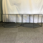 Pair of Modern Metal & Iridescent Glass Hexagonal End Tables