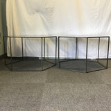 Pair of Modern Metal & Iridescent Glass Hexagonal End Tables