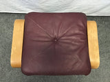 Vintage Danish Modern Palliser Burgundy Leather Armchair & Ottoman
