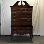 Vintage 70's Federal Lea Solid Cherry 11-Drawer Highboy Chest of Drawers