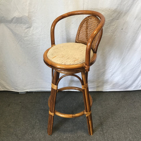 Vintage Bentwood & Cane Swivel Bar Stool
