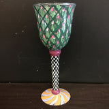 Signed Mackenzie-Childs Inspired Green Painted Goblet