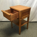 Single Vintage MCM Teak Veneer 2-Tier Night Stand