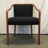 Vintage MCM Ward Bennett Solid Oak & Black Upholstered Armchair