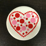 Susan Sitaraman Single Hand Painted Heart On Round White Tile Magnet