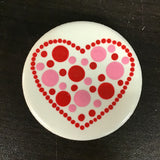 Susan Sitaraman Single Hand Painted Heart On Round White Tile Magnet