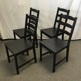 Set of 4 Modern IKEA JOKKMOKK Black-Brown Solid Pine Dining Chairs