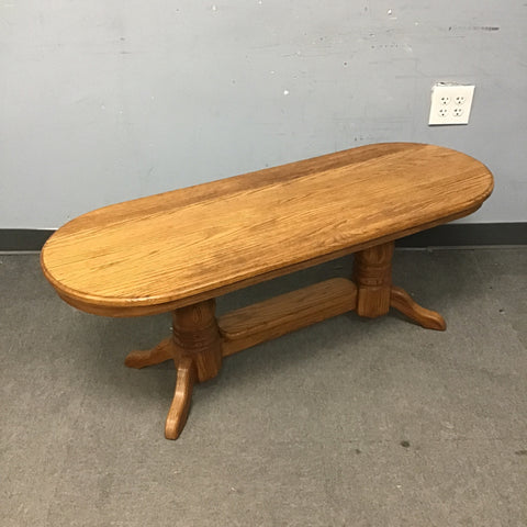 Vintage Oval Solid Oak Trestle Coffee Table