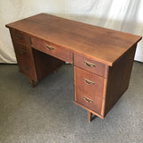 Vintage MC Bassett Walnut Veneer 7-Drawer Kneehole Desk