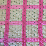 Vintage Handmade Pink & Green Full/Queen Quilt