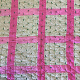 Vintage Handmade Pink & Green Full/Queen Quilt