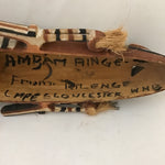 Vintage Brown & White Painted Carved Wooden Mask