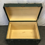 Vintage Green Painted Wood & Metal Dome-Top Steamer Trunk