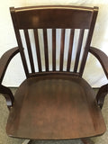 Solid Maple Slat-Back Rolling Swivel Office Chair
